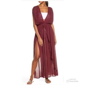 ELAN NWT Wrap Maxi Cover-up Dress In Acai Berry